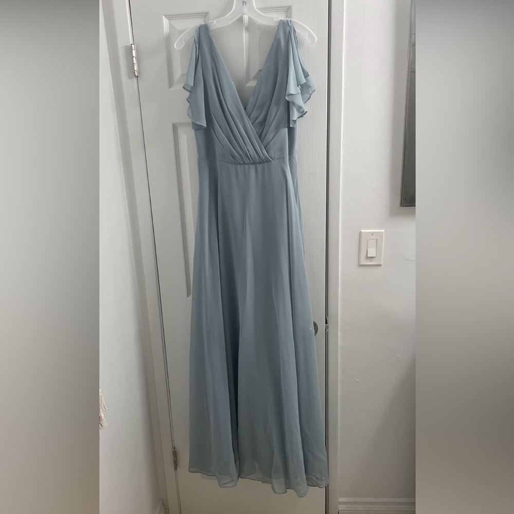 David’s Bridal Dusty Blue Bridesmaids Dress